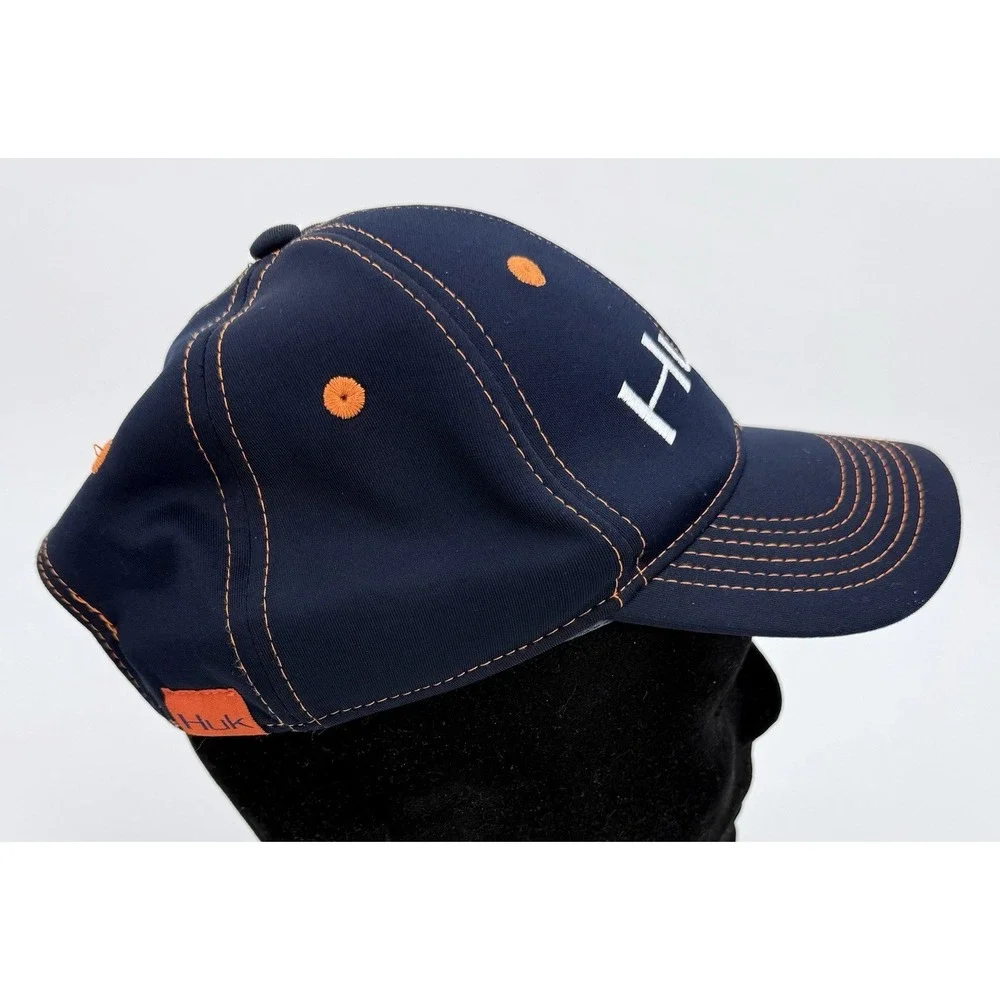 HUK Black & Orange Snapback 6 Panel Solid Trucker Baseball Cap Hat Youth NWOT